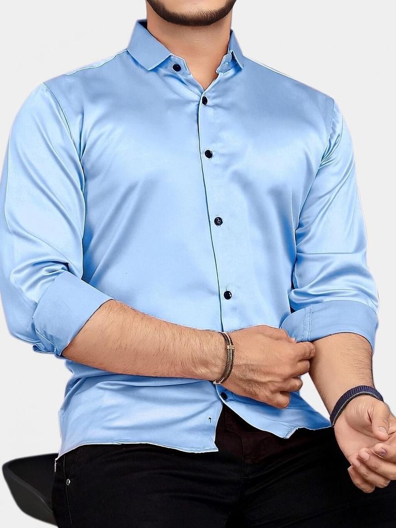 VezVoR Men Regular Fit Solid Spread Collar Party Shirt - Image 5