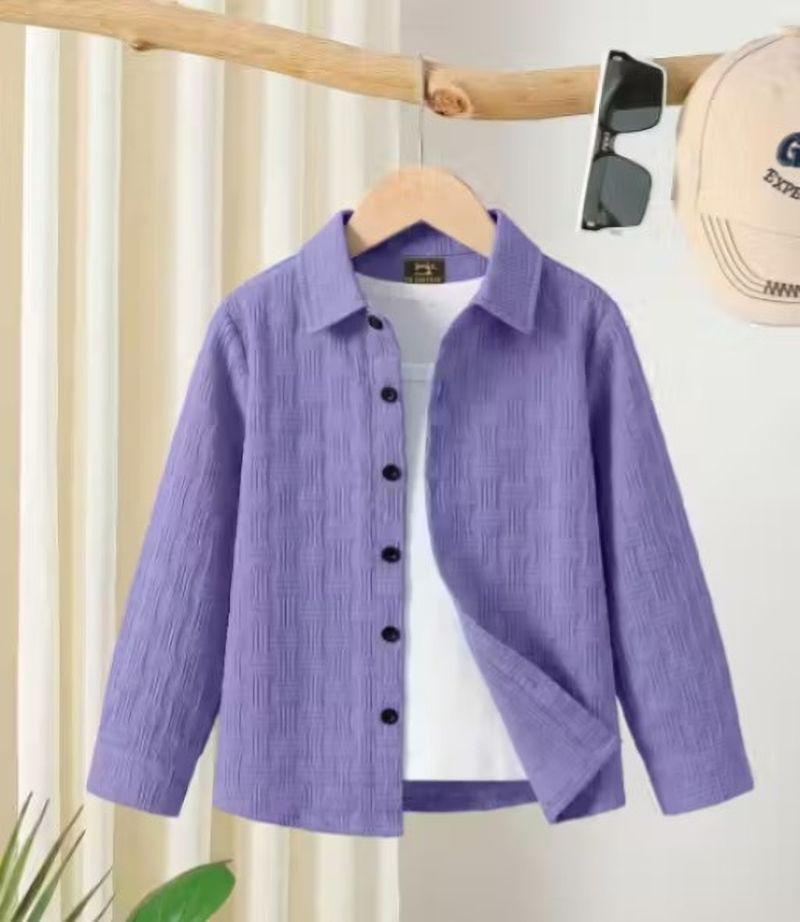 MYCHOICEMENSWEAR Boys Regular Fit Self Design Spread Collar Casual Shirt - Image 5