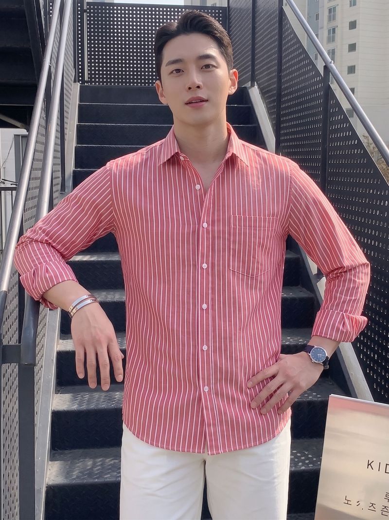 indossare Men Regular Fit Striped Spread Collar Casual Shirt - Image 7