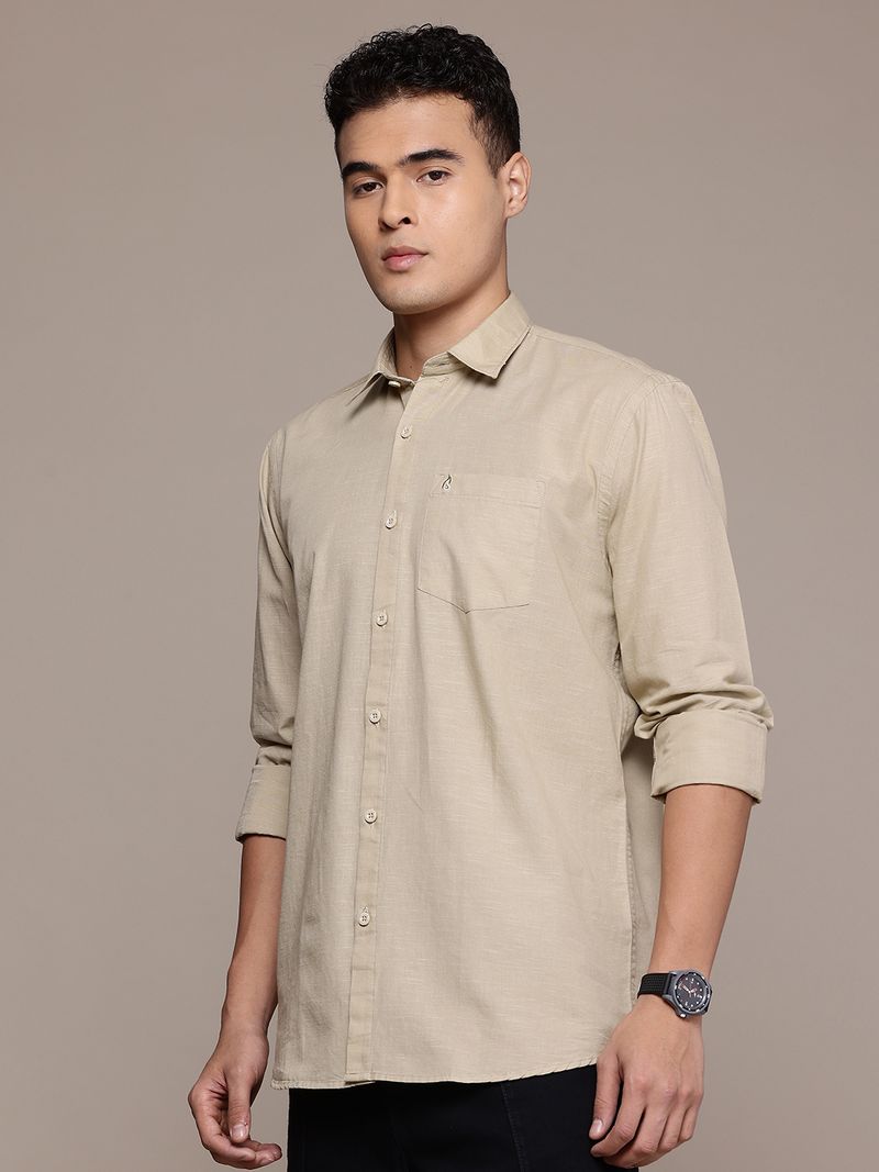 BLUE SQUAD Men Slim Fit Solid Spread Collar Casual Shirt (Blue) - Image 6