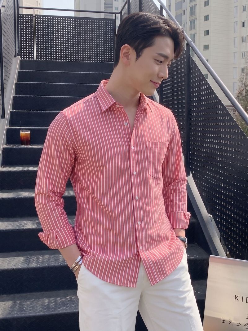 indossare Men Regular Fit Striped Spread Collar Casual Shirt - Image 8