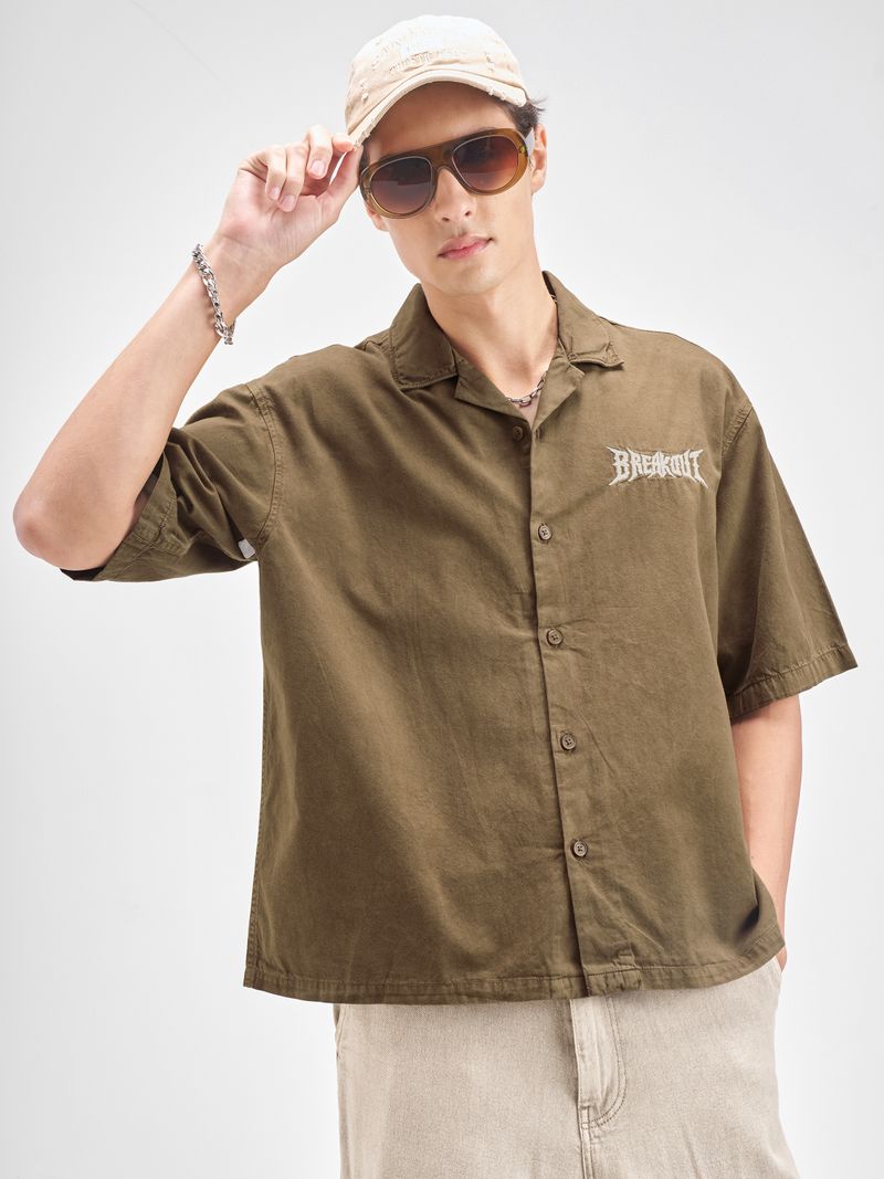 HIGHLANDER Men Boxy Fit Self Design Spread Collar Casual Shirt - Image 5