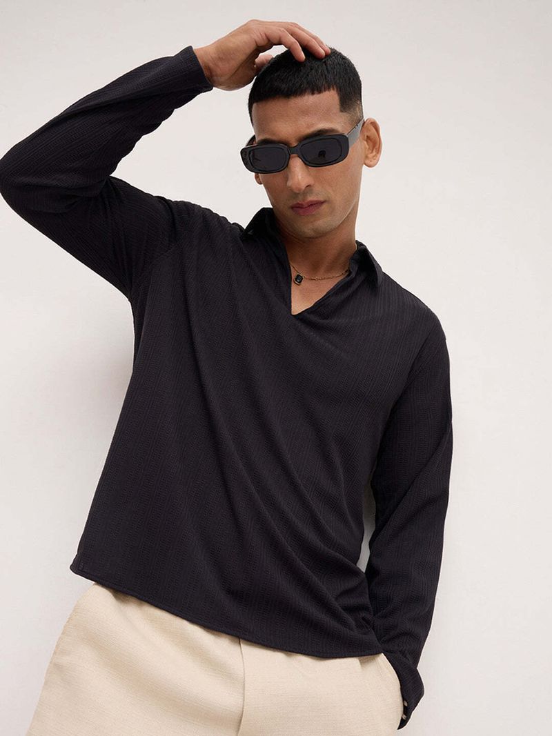 VASTRADO Men Oversized Fit Solid Cut Away Collar Casual Shirt - Image 6