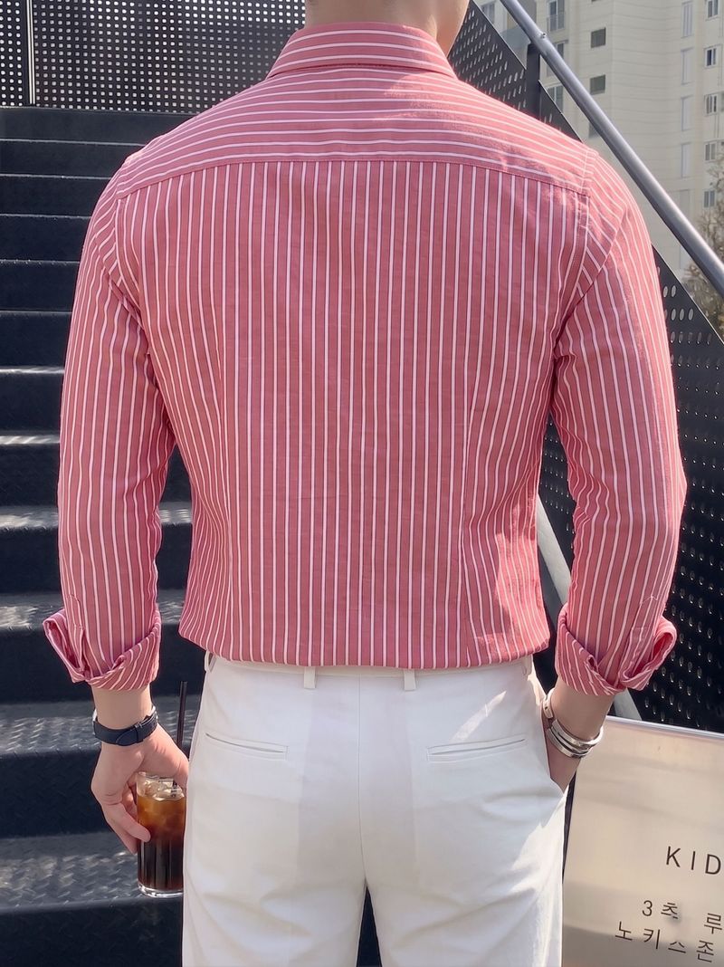 indossare Men Regular Fit Striped Spread Collar Casual Shirt - Image 6