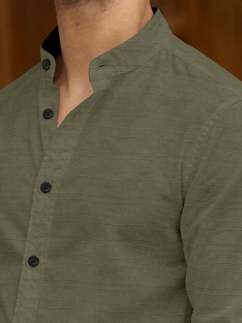 D&B TRENDS Men Boxy Fit Solid Mandarin Collar Formal Shirt - Image 5