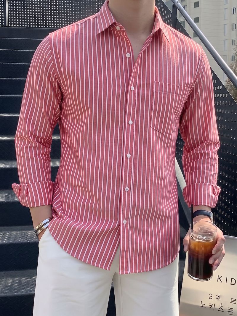 indossare Men Regular Fit Striped Spread Collar Casual Shirt - Image 5
