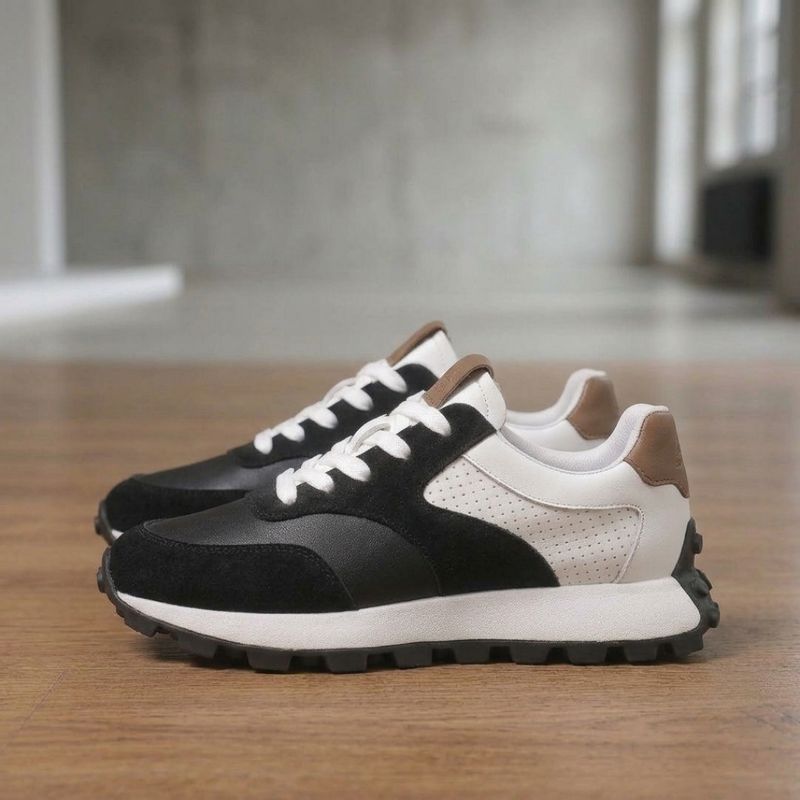 Flucky Men's Suede Leather Retro Sneakers (Black, 6) - Image 8