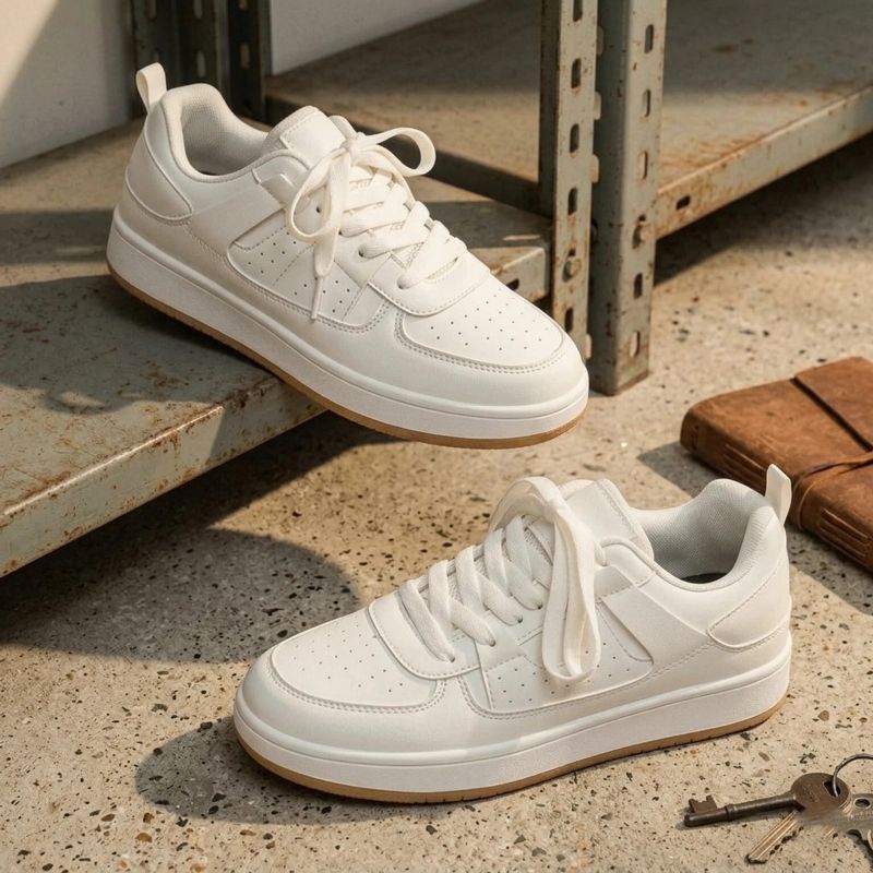 AMIFAA Men's Casual Sneakers, White, Size 9 - Image 6