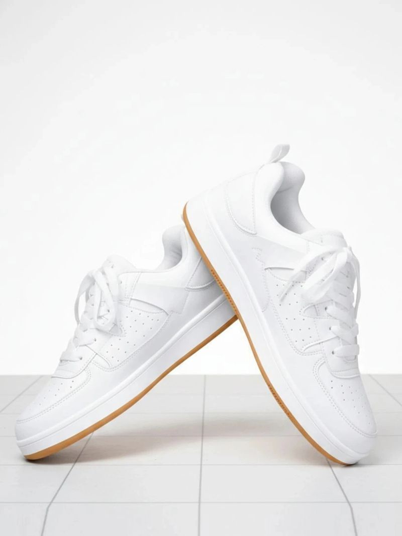 AMIFAA Men's Casual Sneakers, White, Size 9 - Image 7