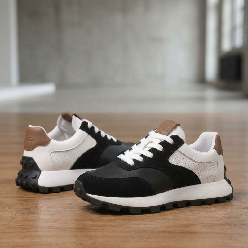 Flucky Men's Suede Leather Retro Sneakers (Black, 6) - Image 7