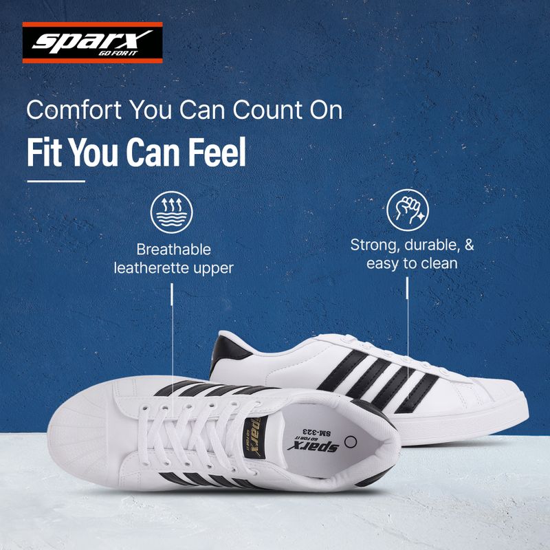 Sparx Sneakers for Men, White, Size 9 - Image 7