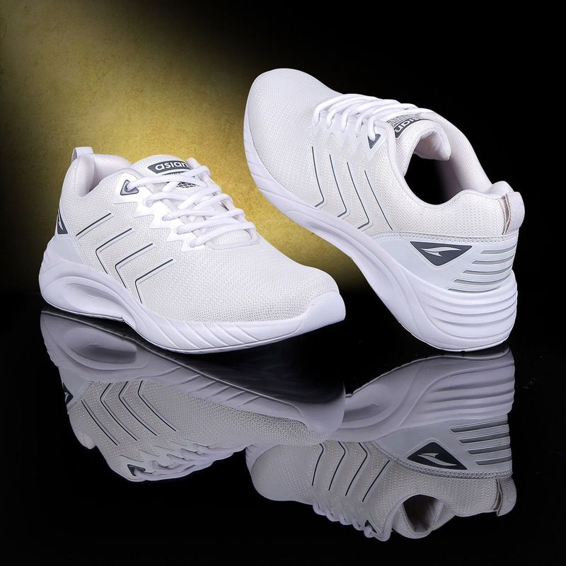 Asian Battle-05 Running Shoes for Men (White, Grey, 9) - Image 7