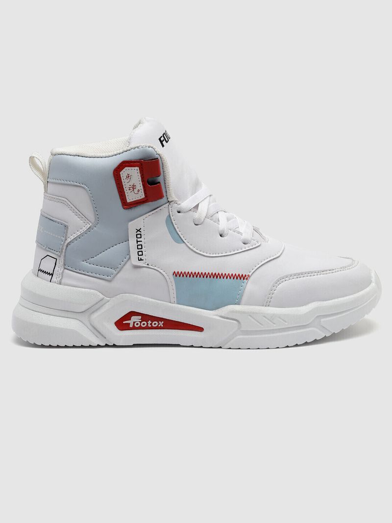 Footox High Top Sneakers for Men (Blue, White, Size 6) - Image 6