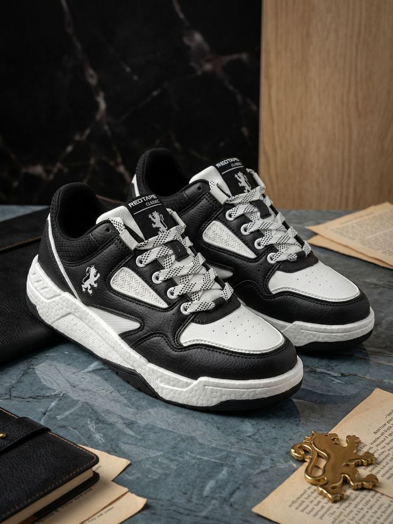 RED TAPE Chunky Lace-Up Sneakers Shoes for Daily Wear Casuals For Men (White, Black , 8) - Image 6