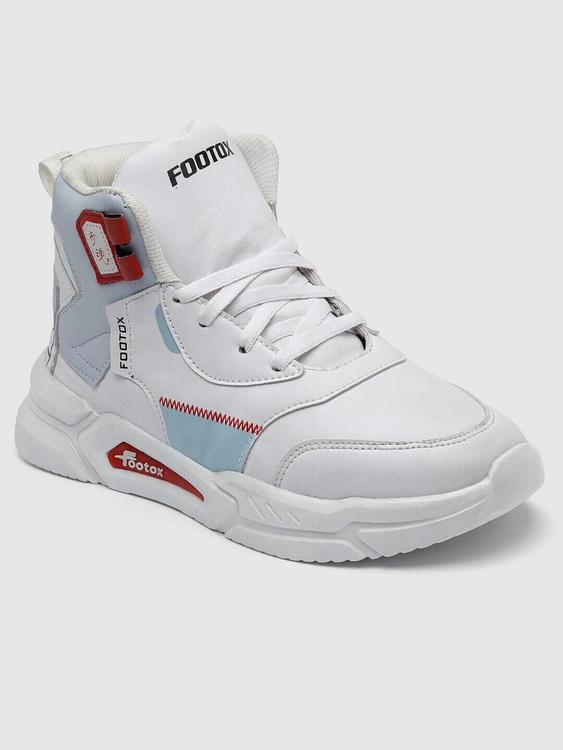 Footox High Top Sneakers for Men (Blue, White, Size 6) - Image 5