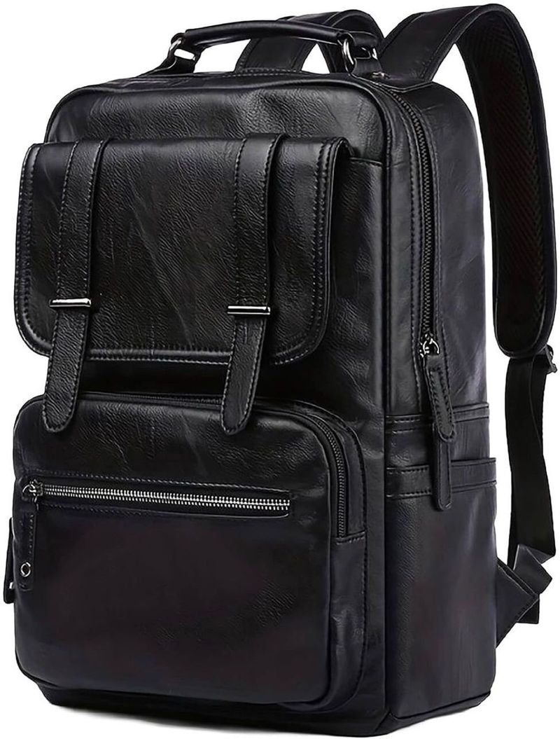 SKOVA LONDON 35L Vegan Leather Laptop Backpack Black - Image 5