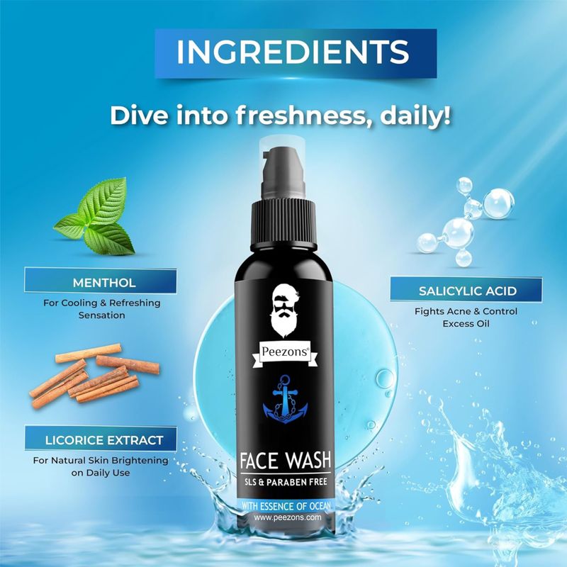 Peezons Ocean Face Wash for Men, 120ml - Image 4