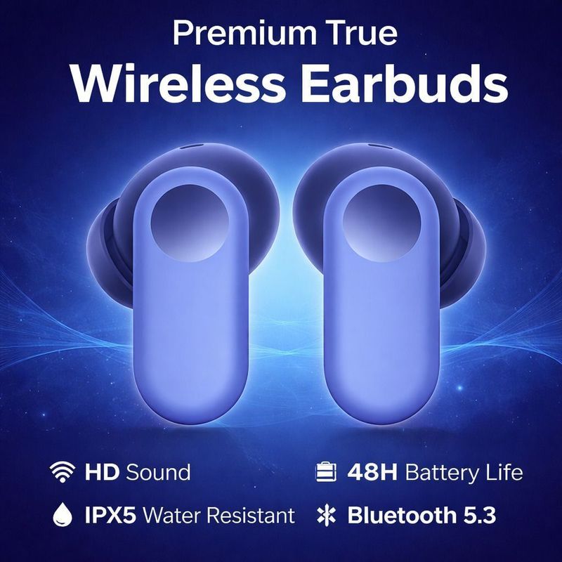 NDHD True Wireless Earbuds Cord 2 CE with Mic, 12.4mm Drivers, Blue - Image 5
