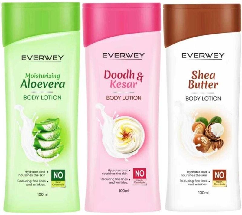 Everwey Aloe Vera, Doodh Kesar & Shea Butter Nourishing Body Lotion (300 ml) - Image 5