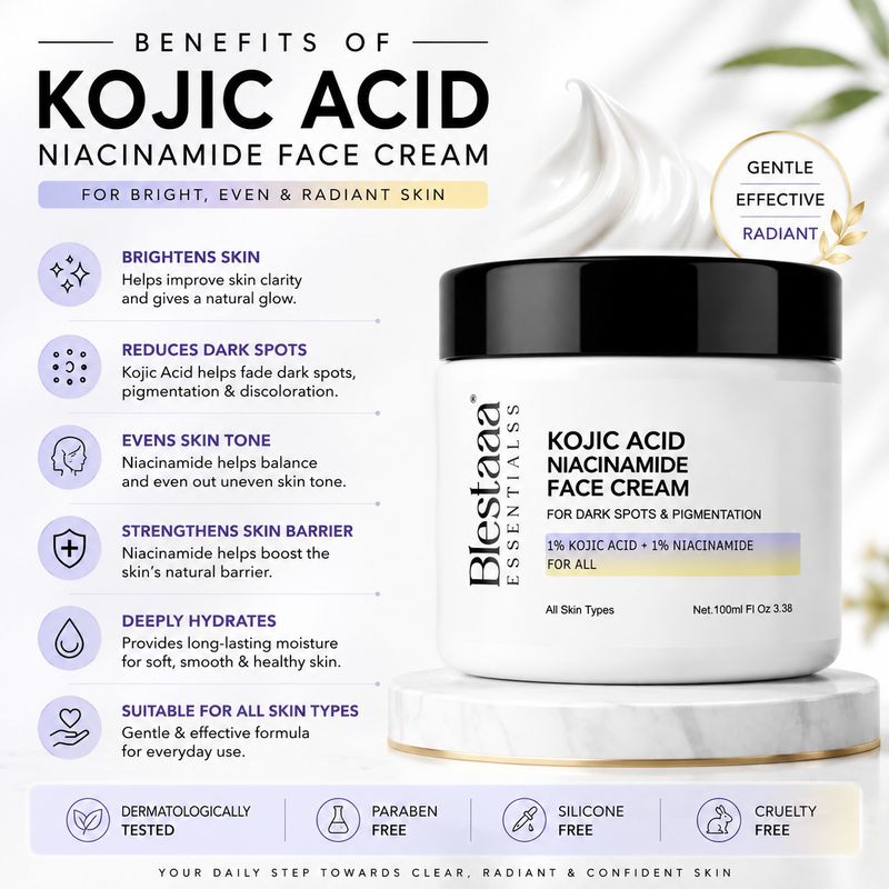 blestaaa essentialss Kojic Acid Niacinamide Face Cream 100 ml - Image 5