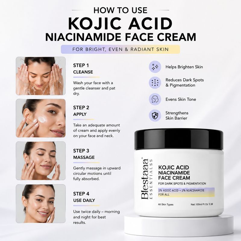 blestaaa essentialss Kojic Acid Niacinamide Face Cream 100 ml - Image 6