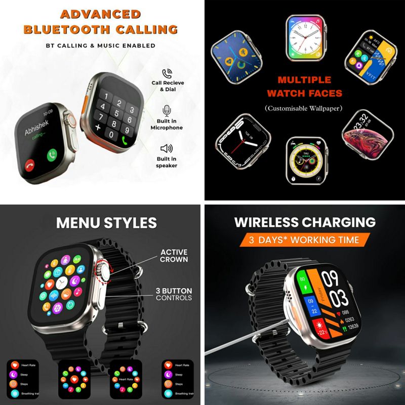GWE Hiwatchpro Smartwatch, Black Strap, Free Size - Image 6