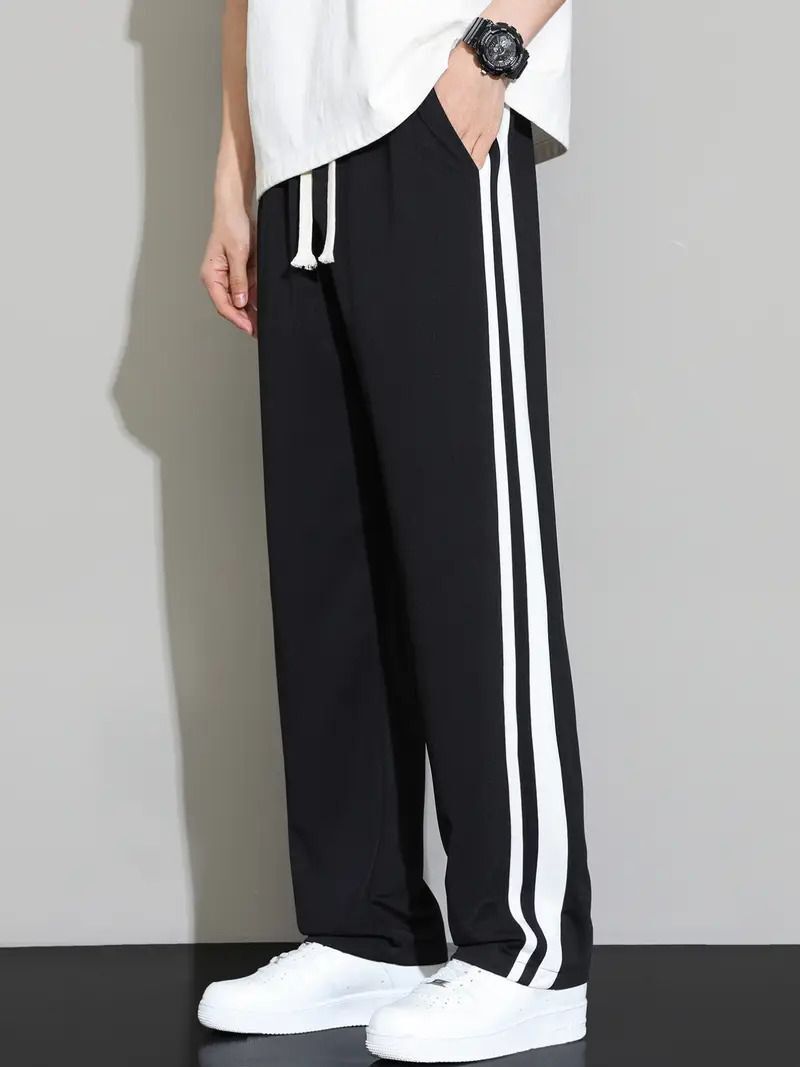 JexPuti Men Striped Black Track Pants - Image 5