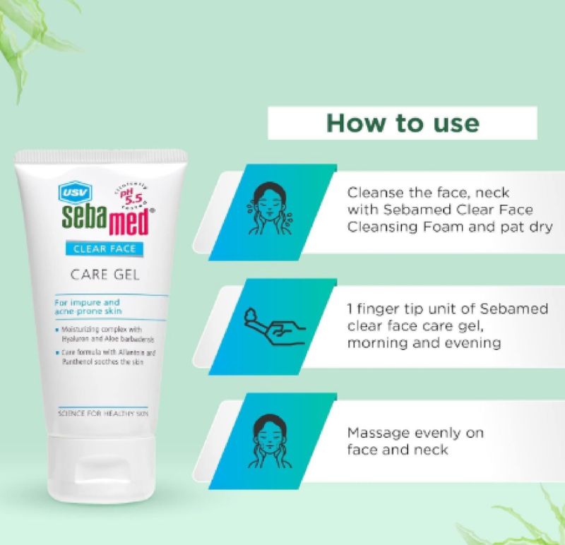USV Clear Face Care Gel â Oil-Free Moisturizer with Hyaluronic Acid & Aloe Vera | For Oily, Acne-Prone & Sensitive Skin (50 g) - Image 6