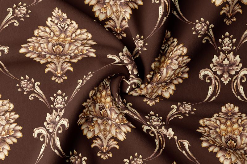 DECORIAN Polycotton 4 Seater Chair Geometric Cover (Pack of 4 Coffee Damask) - Image 7