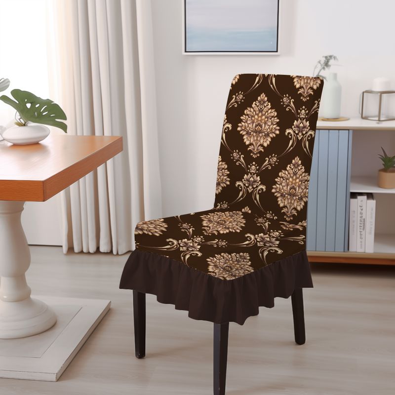 DECORIAN Polycotton 4 Seater Chair Geometric Cover (Pack of 4 Coffee Damask) - Image 6