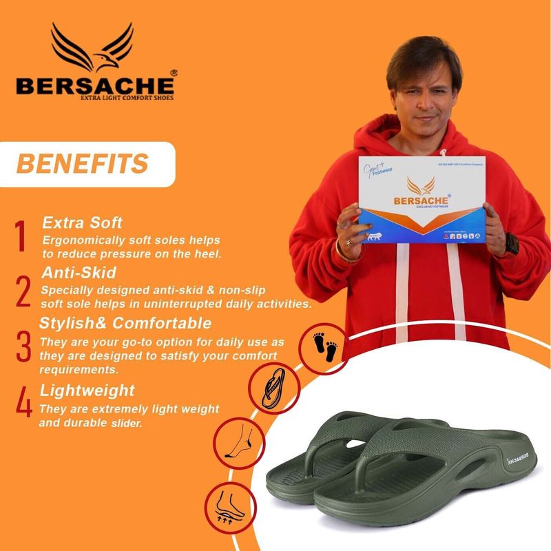 BERSACHE Men Slides (Green , 10) - Image 6