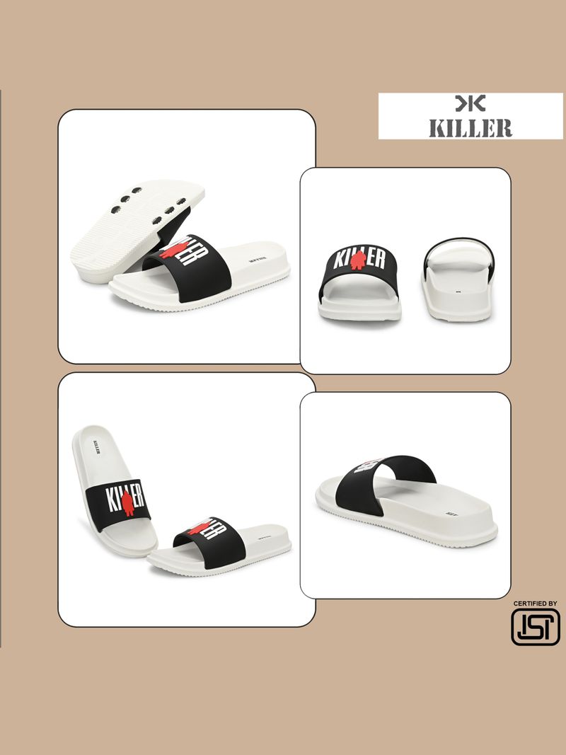 KILLER Soft Comfortable Chappal Casual Lightweight Men Slippers for Daily Wear Men Slides (Black, White , 7) - Image 7