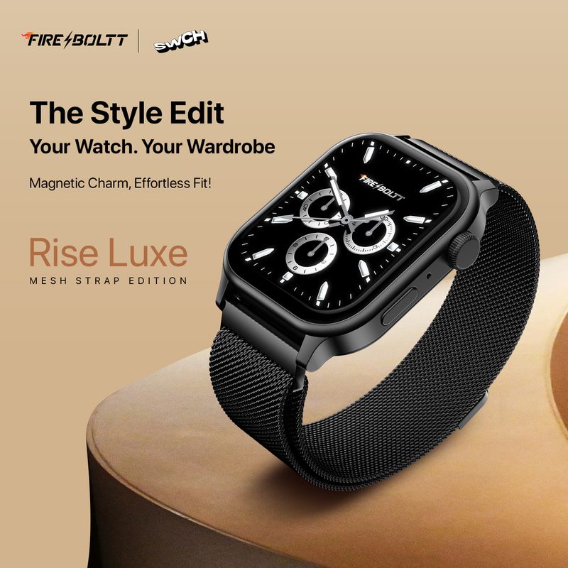 Fire-Boltt Rise Luxe 2026 BT Calling 47mm (1.85), Metal Body & Rotating Crown, 123 Sports Smartwatch (Black Millanese Strap, Free Size) - Image 6