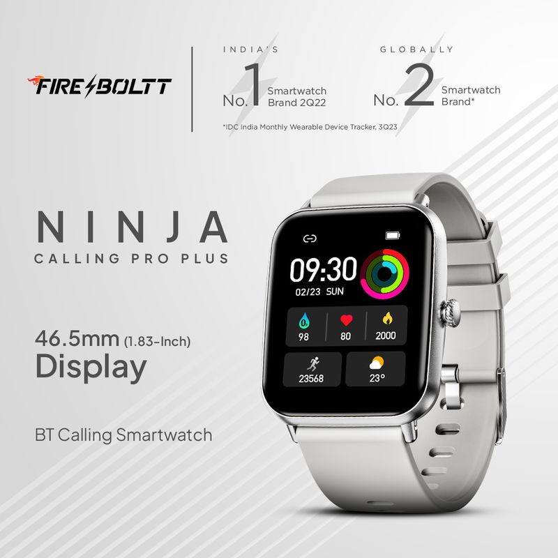 Fire-Boltt Ninja Calling Pro Plus 46.5mm Smartwatch, Silver - Image 6