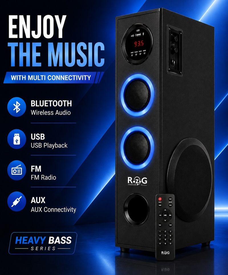 RZG Thunder R-2 Tower Speaker 120W Bluetooth Black - Image 6