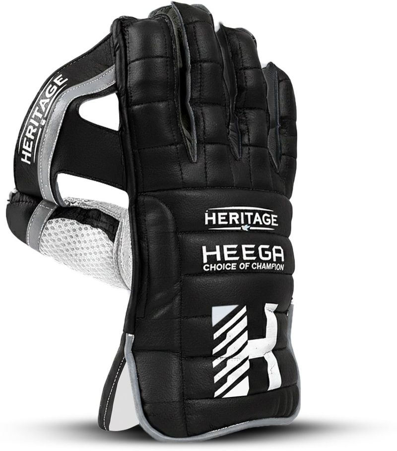 Heega Heritage Black Wicket Keeping Gloves (Black) - Image 7