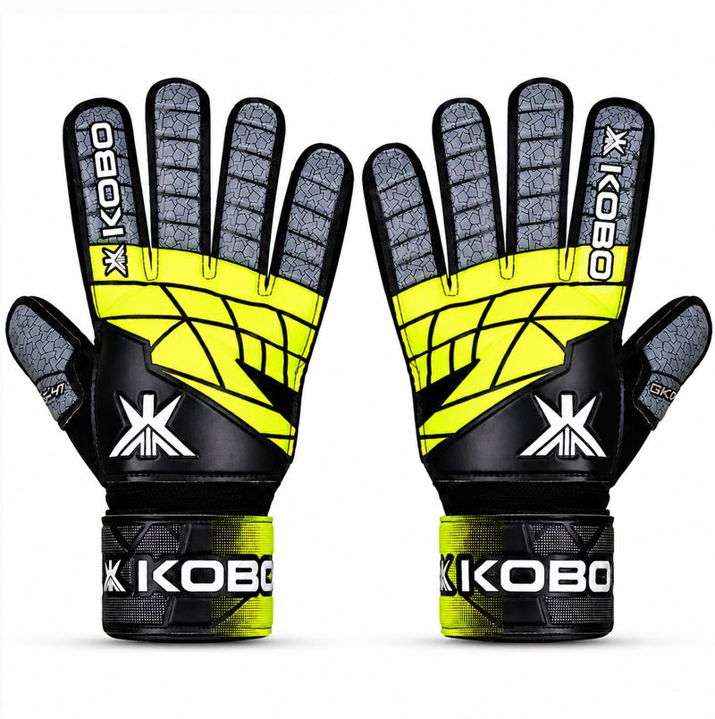 KOBO Football Goal Keeper Gloves with Strong Grip (Size-5.5) Goalkeeping Gloves (Black) - Image 6