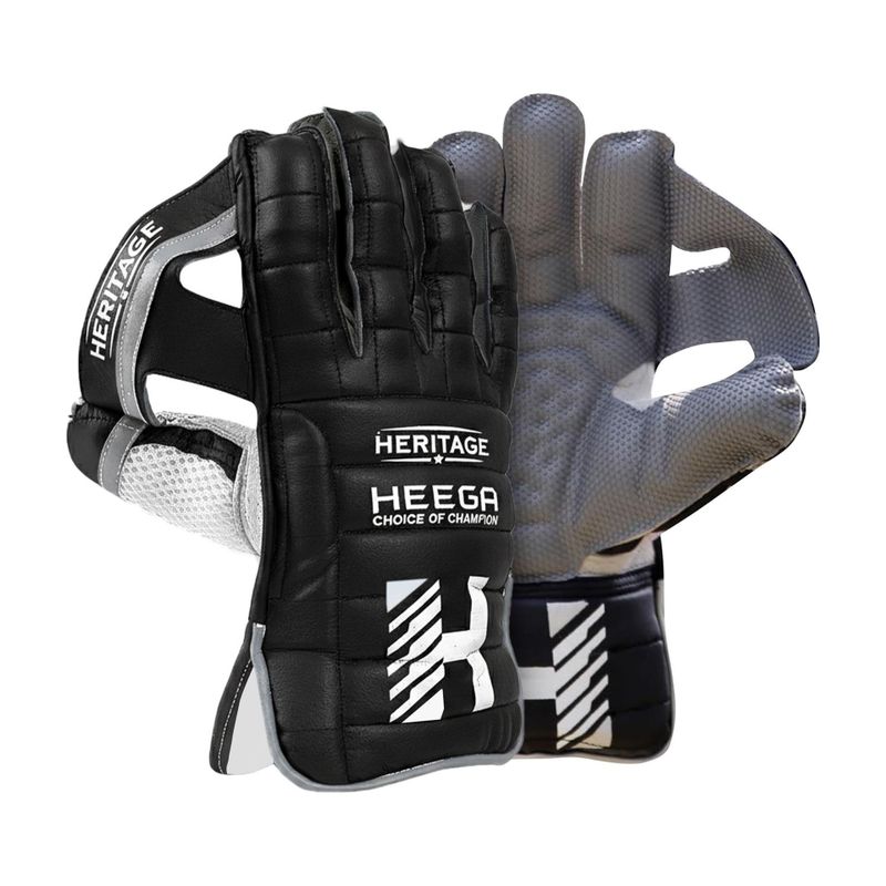Heega Heritage Black Wicket Keeping Gloves (Black) - Image 5