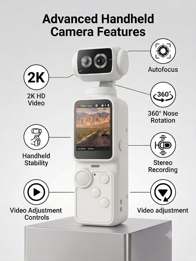 PREMY Mini Pocket Camera 2K Ultra HD 270° Rotating Lens (White, 20MP) - Image 5