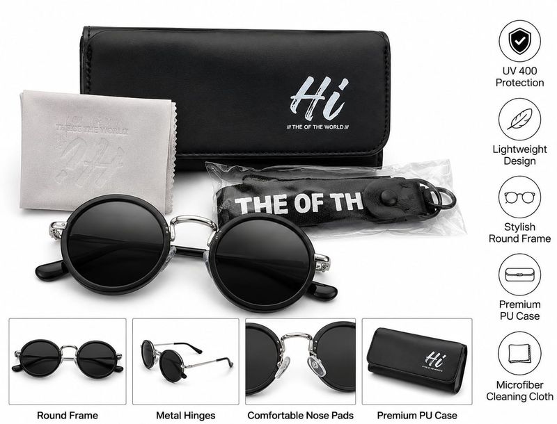 Vayu Photochromatic Lens, UV Protection Round Sunglasses (Free Size) (For Boys & Girls, Black) - Image 4