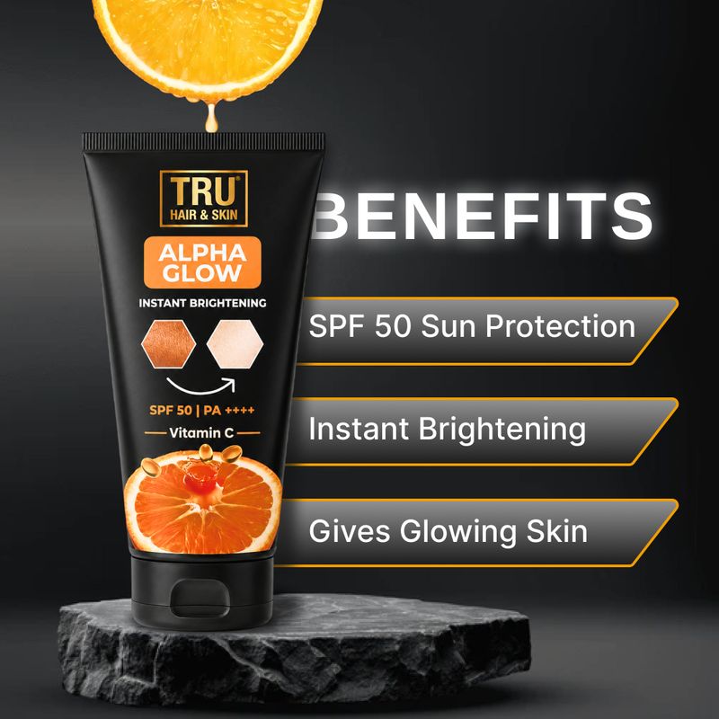 TRU HAIR & SKIN Alphaglow Sunscreen SPF 50 PA+++ for Men (50 g) - Image 6