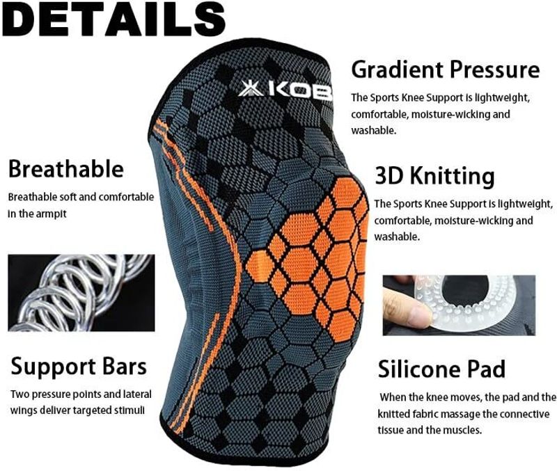 KOBO Knee Brace for Men Women Knee Compression Sleeve Support with Patella Gel Pads Knee Support (Multicolor) - Image 7