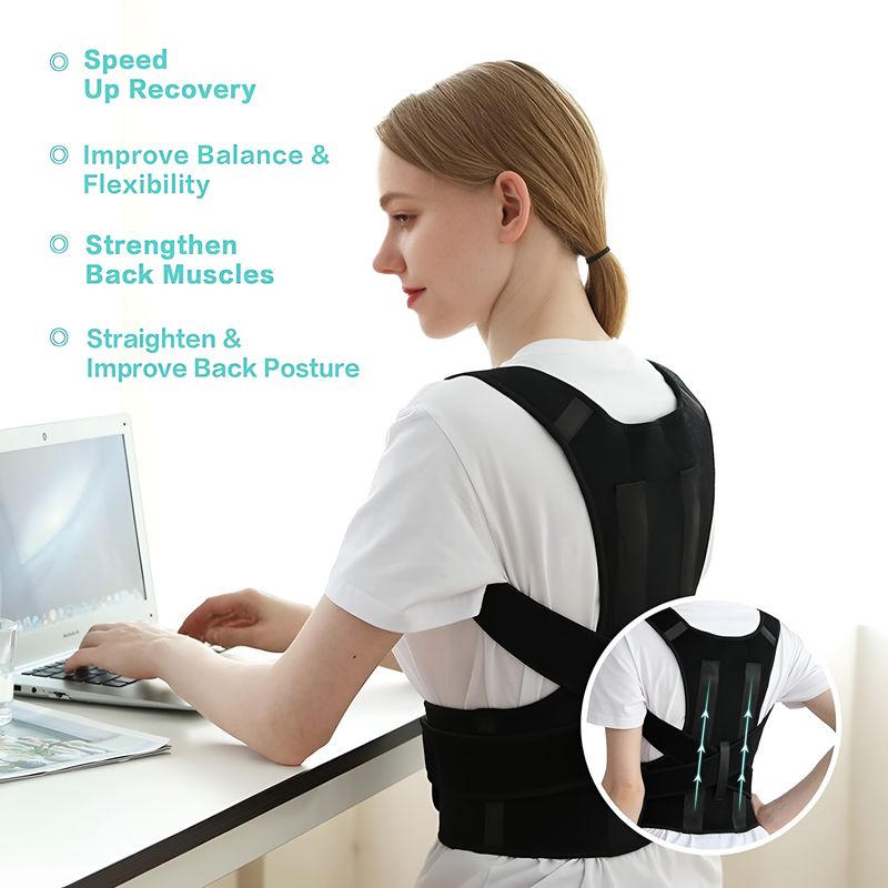 ReeBeet Back & Shoulder Support Brace for Spine| Posture Corrector Belt | Men & Women| Posture Corrector (Black) - Image 8