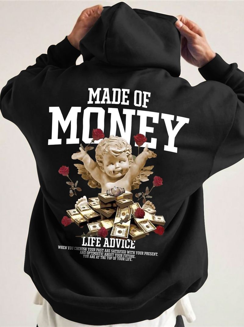 HipHopTrends Men Full Sleeve Printed Hooded Sweatshirt - Image 2