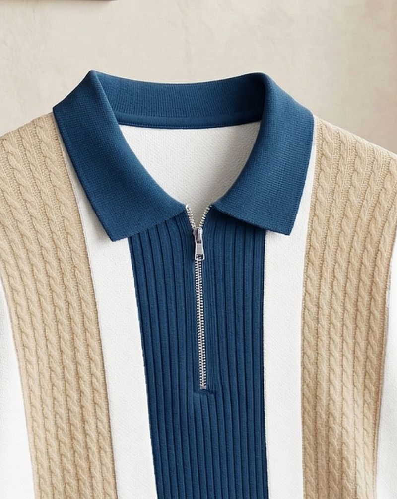 AUSK Men Colorblock Polo Neck Cotton Blend Multicolor T-Shirt - Image 8
