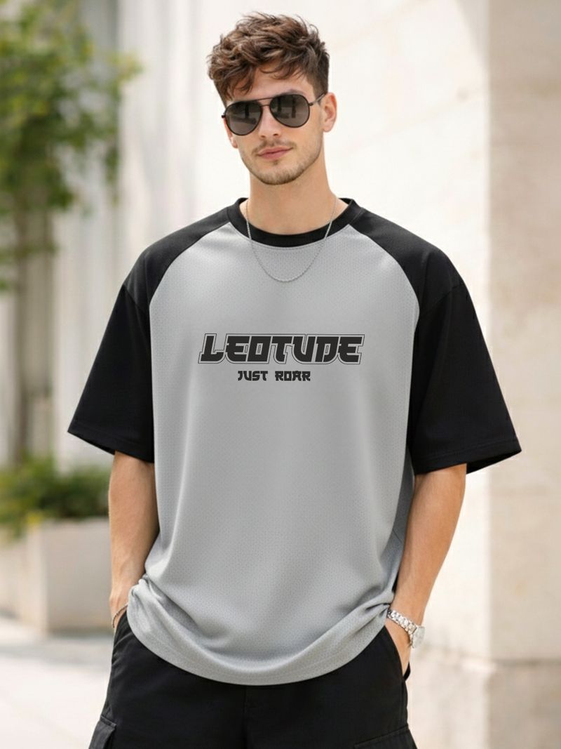 Leotude Men Printed Round Neck Cotton Blend Multicolor T-Shirt - Image 5