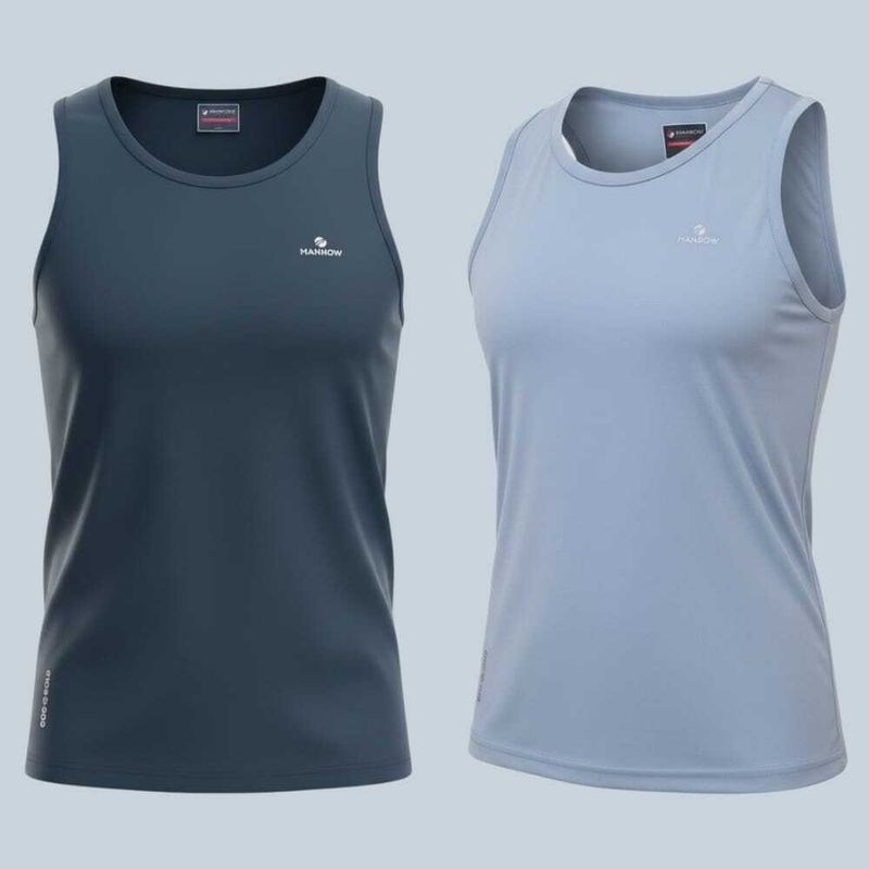 MANBOW Pack of 2 Men Solid Scoop Neck Polyester Grey, Light Blue T-Shirt - Image 8