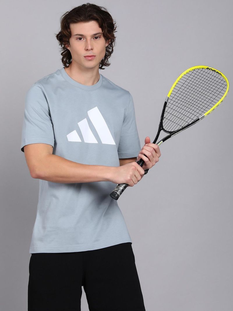 adidas Men Grey Printed Cotton T-Shirt - Image 5
