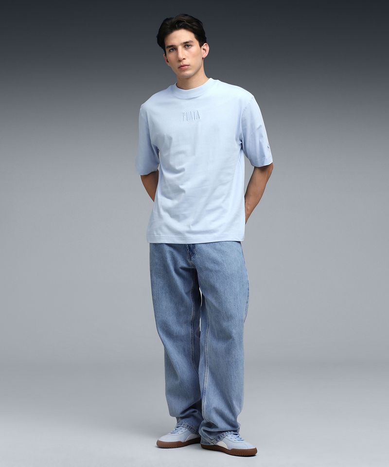 PUMA Men Solid Crew Neck Cotton Blend Blue T-Shirt - Image 7