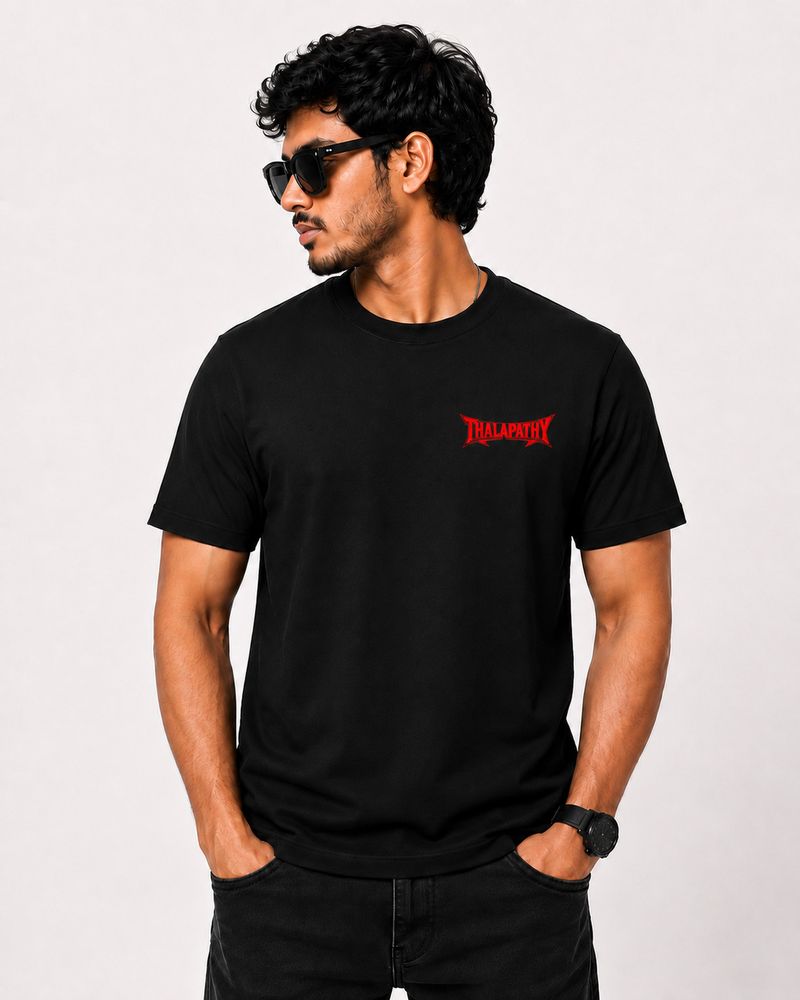 selfietex Men's Black Graphic Print Cotton T-Shirt - Image 6
